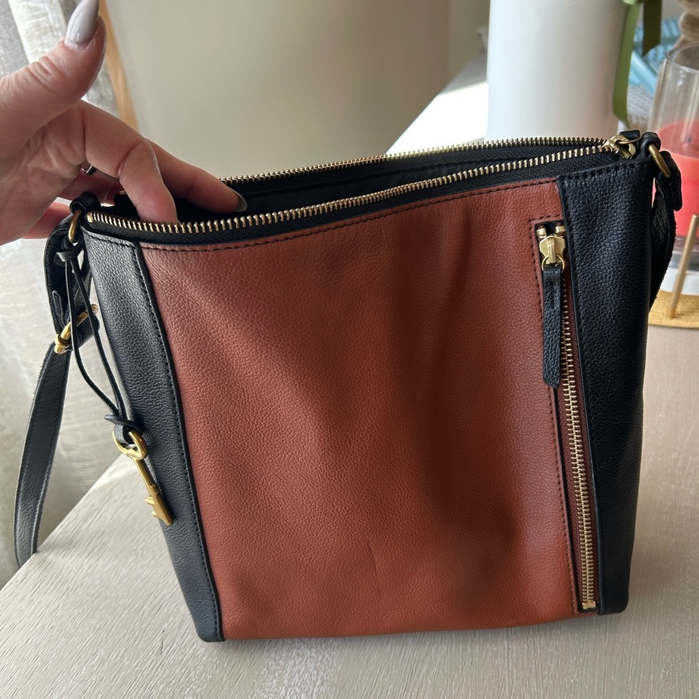 Two-Tone Leather Shoulder Bag